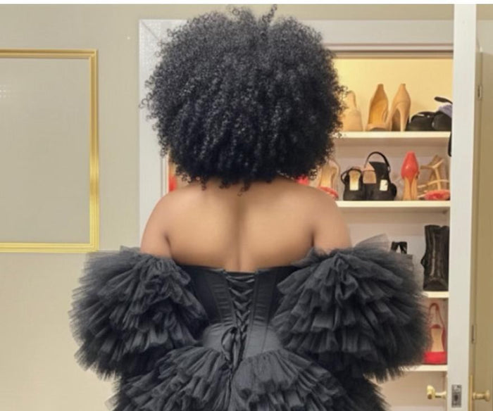 100% Human Hair Big Bouncy Kinky Curly Wig - Voluminous Black Afro Curly Wig