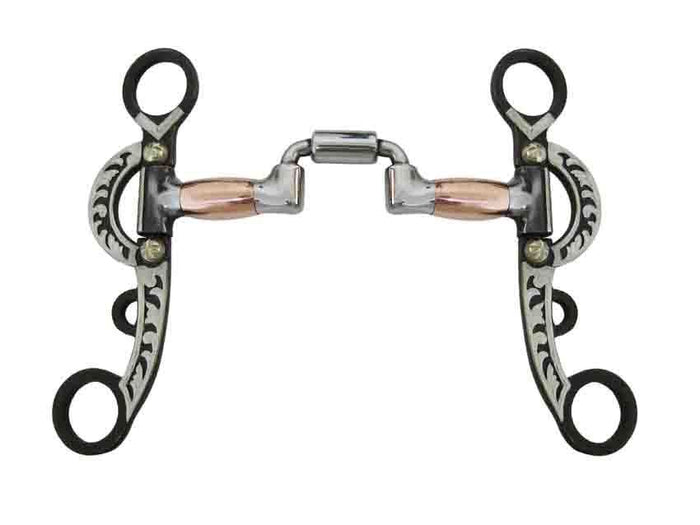 AJ Tack Argentine Engraved Square Port Correctional Bit with Copper Rollers