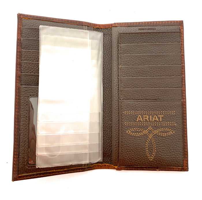 Ariat Mens Leather Wallet - Dark Copper Rodeo