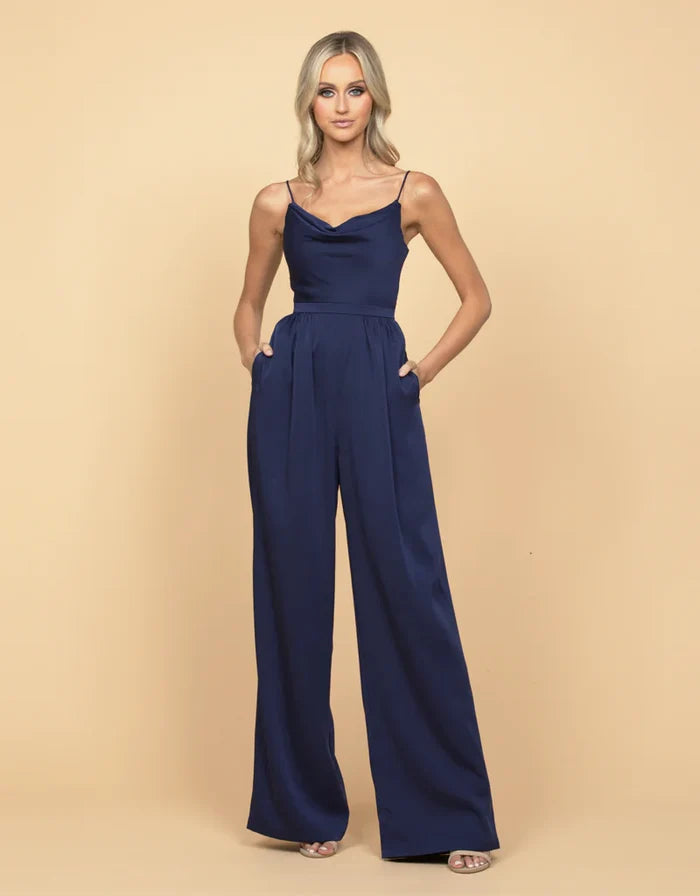 Carlee Cowl Neck Jumpsuit 14 Navy - Dress - Bariano