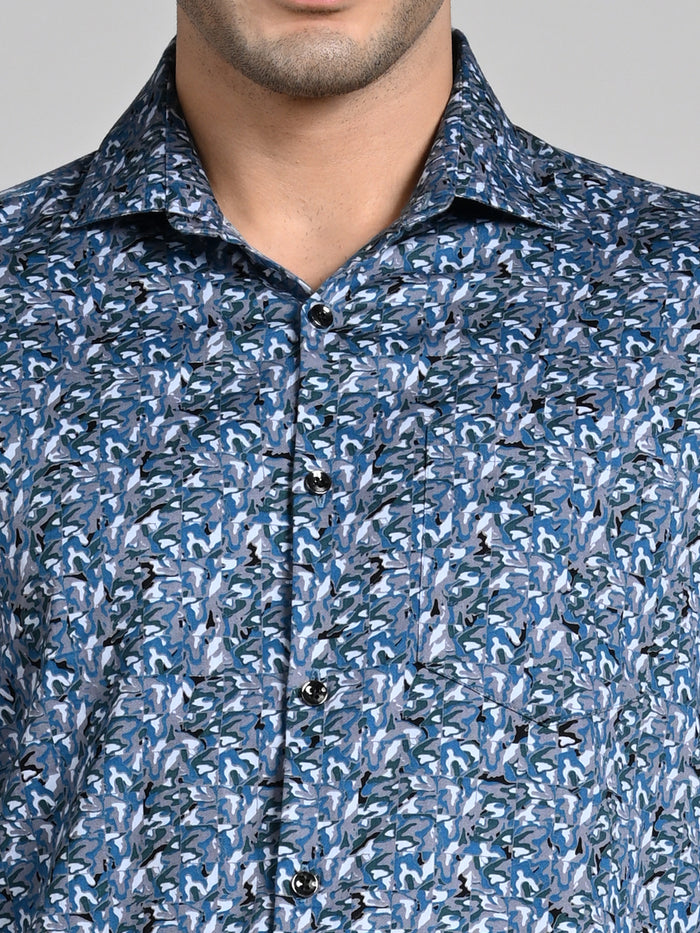 Full Sleeves Slim Fit Grey All Over Abstract Floral Floral Satin Solid Shirt
