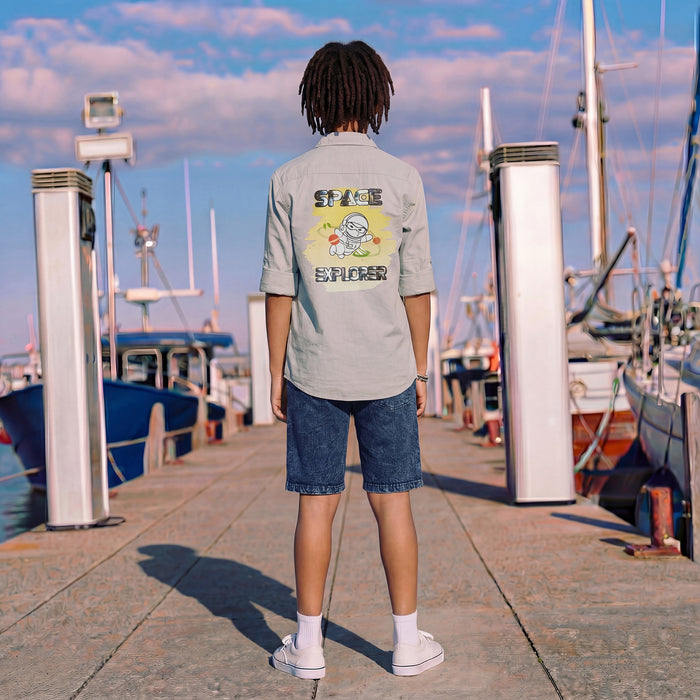 Kid's Grey Regular Fit Shirts
