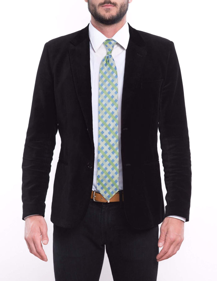 Light Blue and Green Striped Pre-tied Tie, Tie, GoTie