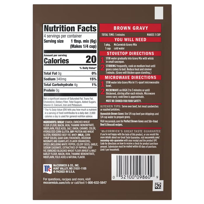 McCormick Brown Gravy Mix - 0.87 oz - 24 Pack