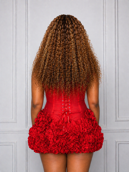 water wave human hair wig back view full density and volume
