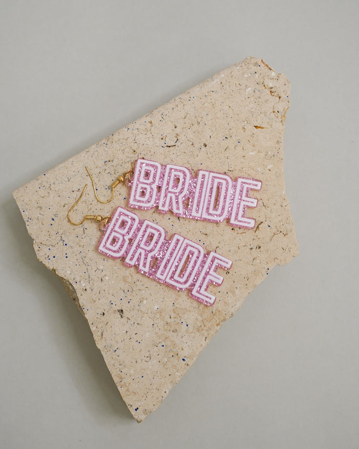 Acrylic Glitter BRIDE Drop Earring - Giftware - Honey Fawn Boutique