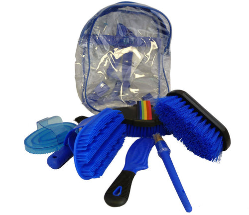 Blue 8 Piece Kids Horse Grooming Kit