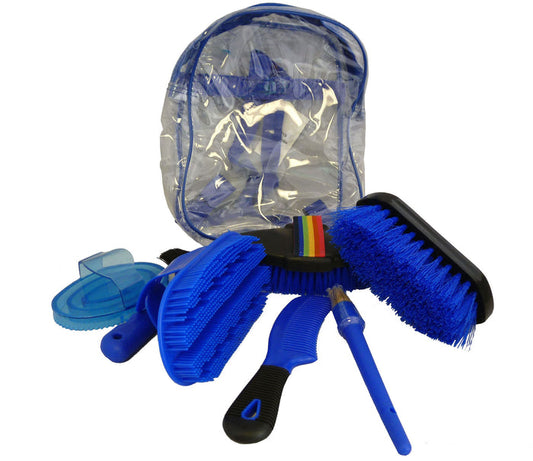 Blue 8 Piece Kids Horse Grooming Kit