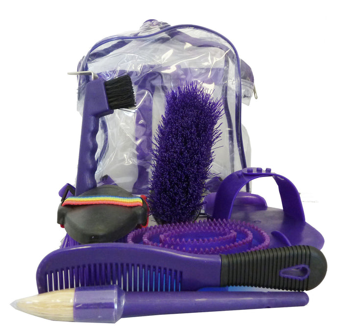 Purple 8 Piece Kids Horse Grooming Kit