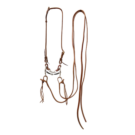 AJ Tack Bridle Set with JR Cowhorse Smooth Snaffle Gag with Split Reins