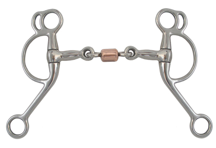 AJ Tack Double Rein Tom Thumb 3 Piece Copper Roller Bit