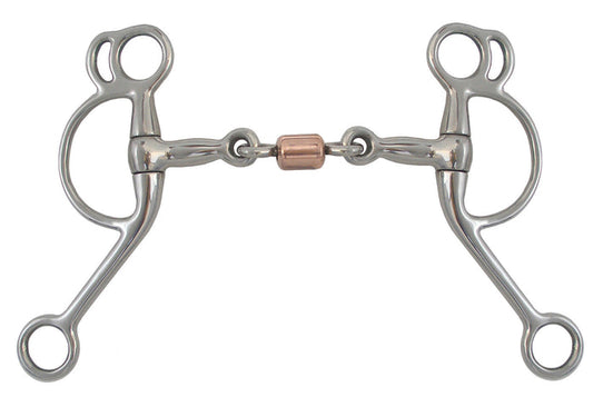 AJ Tack Double Rein Tom Thumb 3 Piece Copper Roller Bit