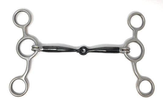 AJ Tack Jr Cow Horse Sliding Gag Horse Bit 6 inch Sweet Iron Snaffle with Copper Inlay