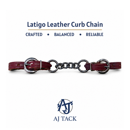 AJ Tack Latigo Leather Curb Chain, Made in USA