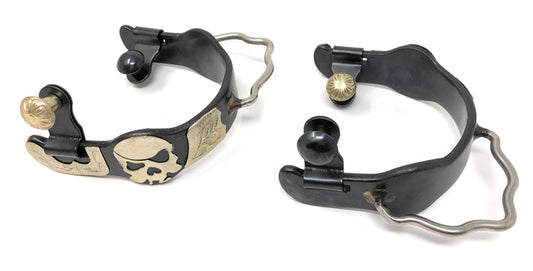 AJ Tack Antique Brown Pirate Skull Bumper Spurs - Mens
