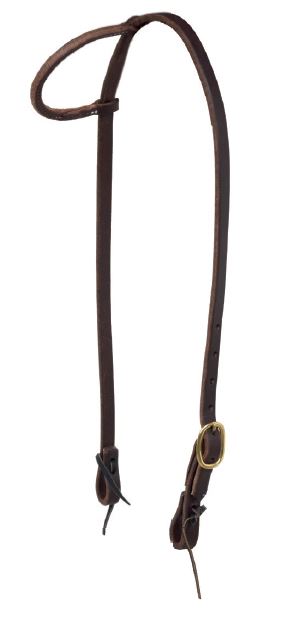 AJ Tack Single Rolled Ear Headstall, Oiled Harness Leather