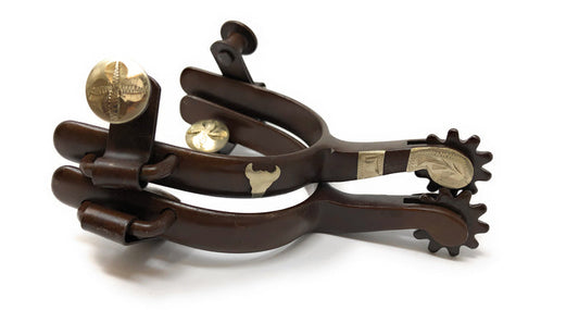 AJ Tack Antique Brown Steer Head Spurs - Youth