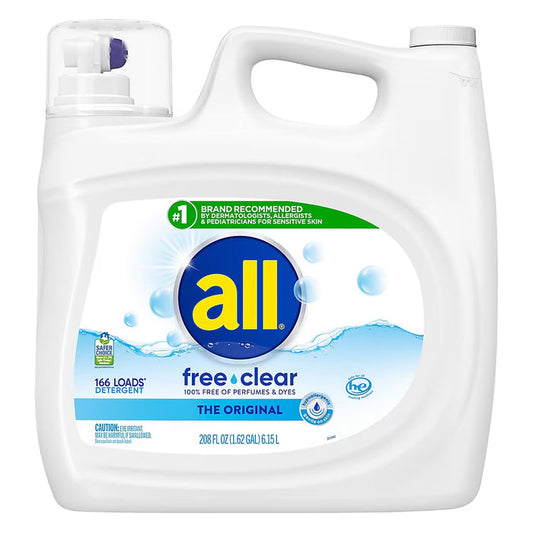 all Free Clear Liquid Laundry Detergent, 166 Loads, 208 fl oz