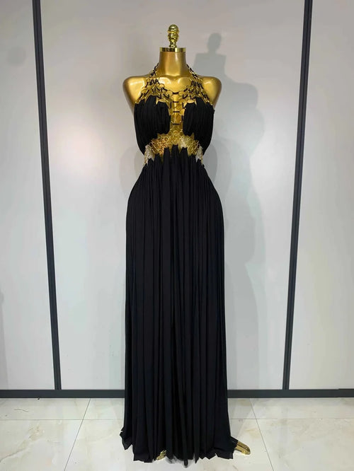 Alyn Sexy Cutout Backless White Black Maxi Long Dress