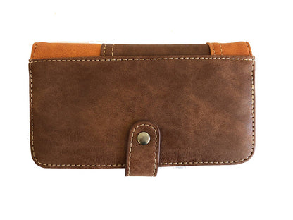 Patchwork wallet with snap closure