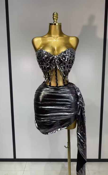 Amira sparkly sequins two piece evening party set for women