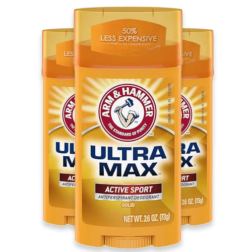 Arm & Hammer Deodorant UltraMax Invisible Solid Active Sport 2.6 oz - 3 Pack - (BB 12/26)