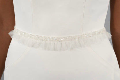 Bead & Tulle Frill Bridal Belt - Accessory - Grace and Goddess