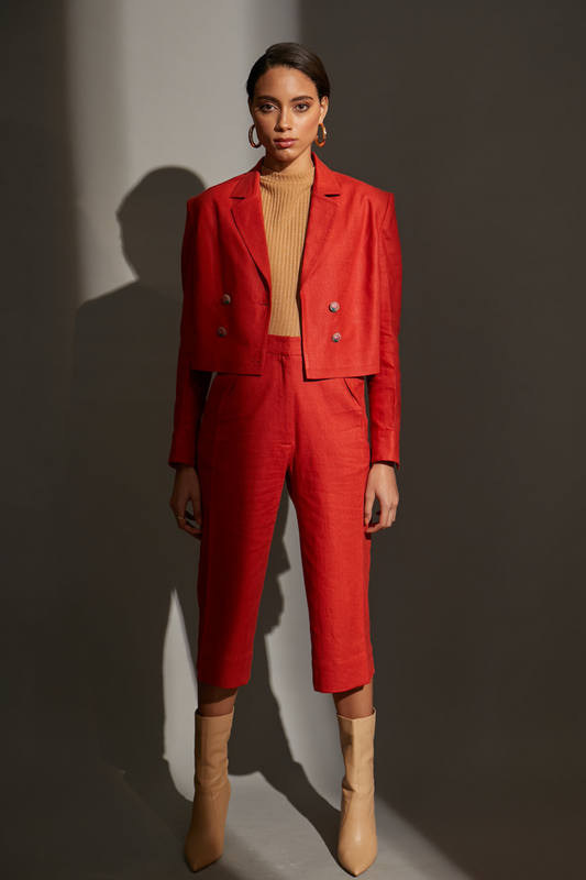 Berry Blazer And Culottes