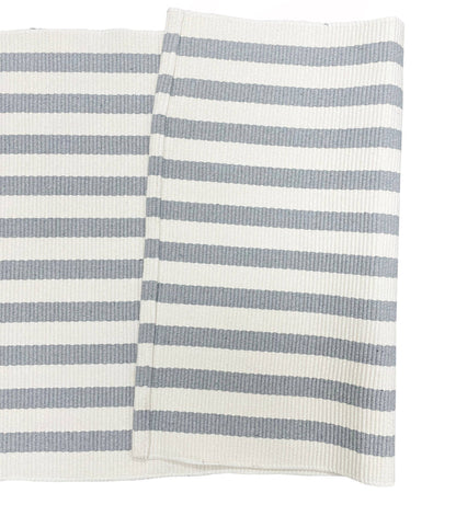 Black and White Woven Cotton Striped Layering Rug