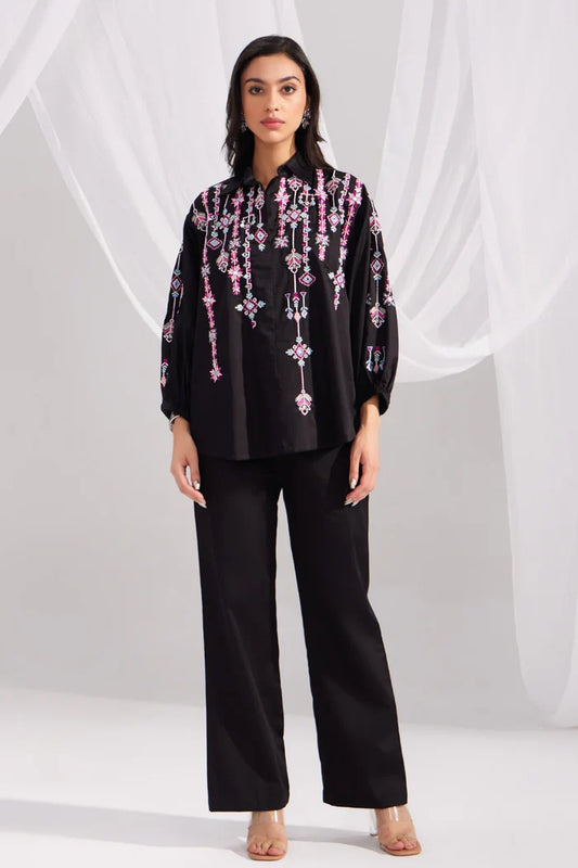 Black Cotton Satin Everyday Pant