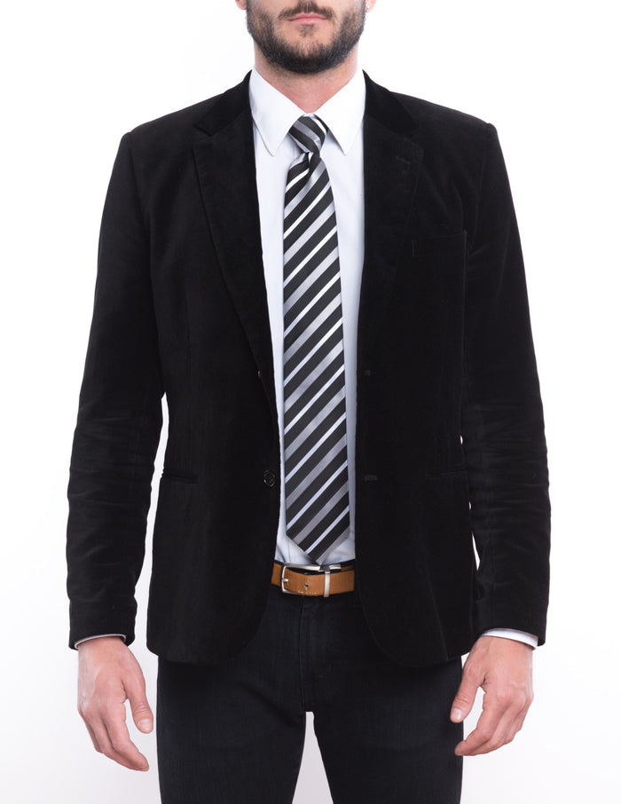 Black Gray Multi-Striped Pre-tied Tie, Tie, GoTie