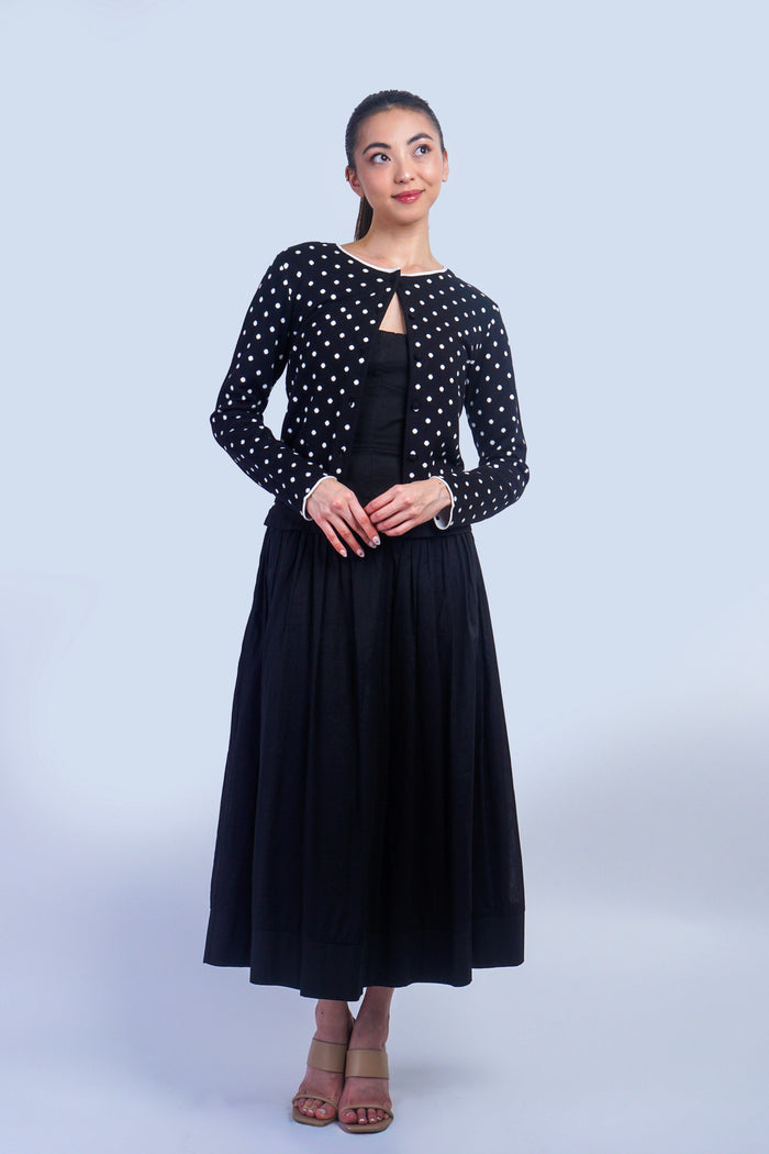 Private Label TOPS Black Polka Dot Cardigan