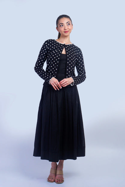 Private Label TOPS Black Polka Dot Cardigan