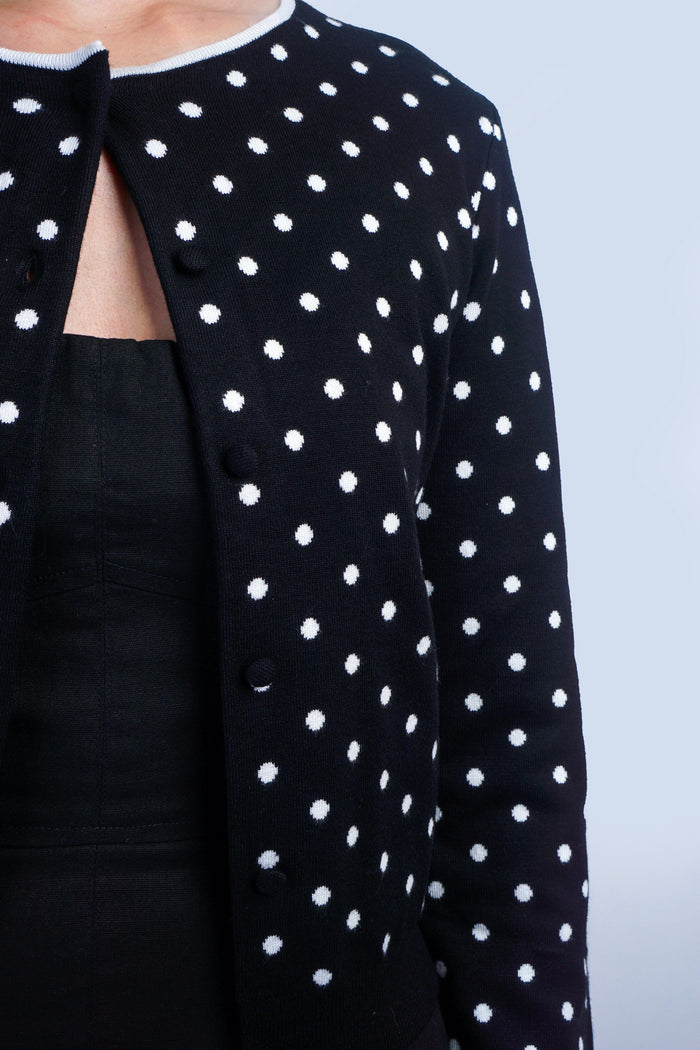 Private Label TOPS Black Polka Dot Cardigan