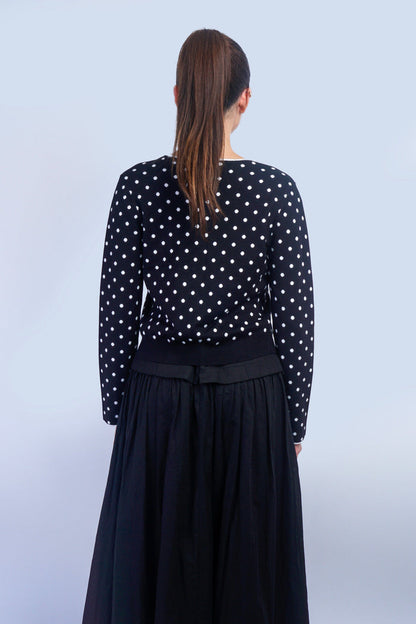 Private Label TOPS Black Polka Dot Cardigan