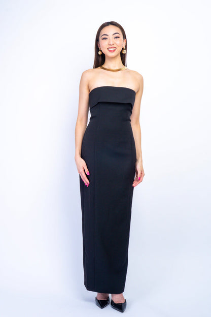 Private Label DRESSES Black Strapless Fold Over Band Pencil Maxi Dress