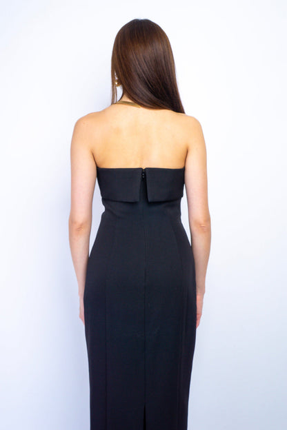 Private Label DRESSES Black Strapless Fold Over Band Pencil Maxi Dress