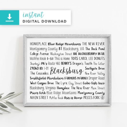 Blacksburg, VA Digital Download