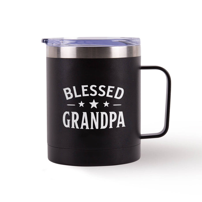 Blessed Grandpa Black Tumbler with Handle 12oz