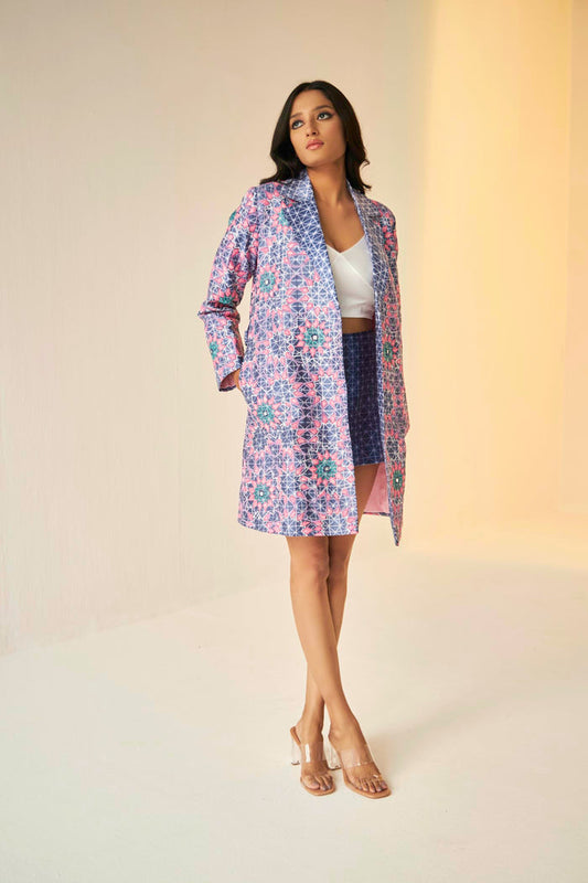 Blue Sufi jacket, Appliqué embroidery on front back and sleeves, jacket, BeTrue, Be True