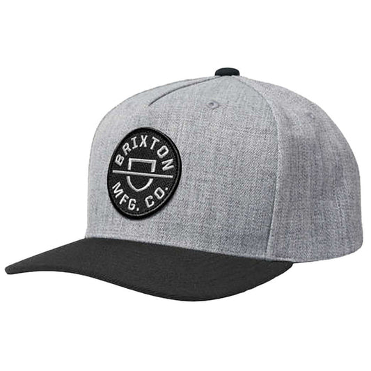 Brixton Crest NetPlus Snapback Hat Grey Pure Boardshop