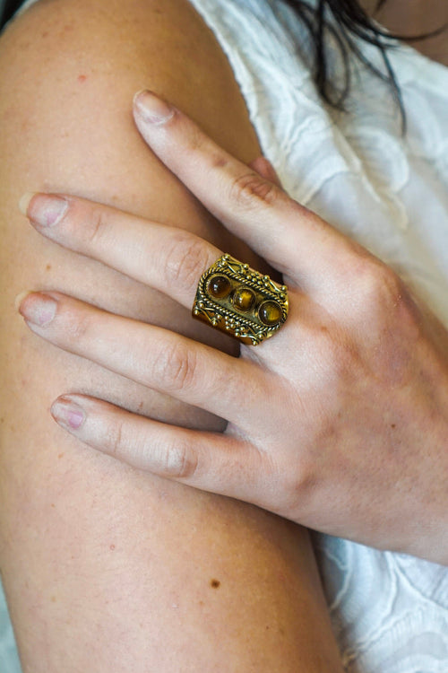 Private Label RINGS Brown Brown 3 Balls Ring