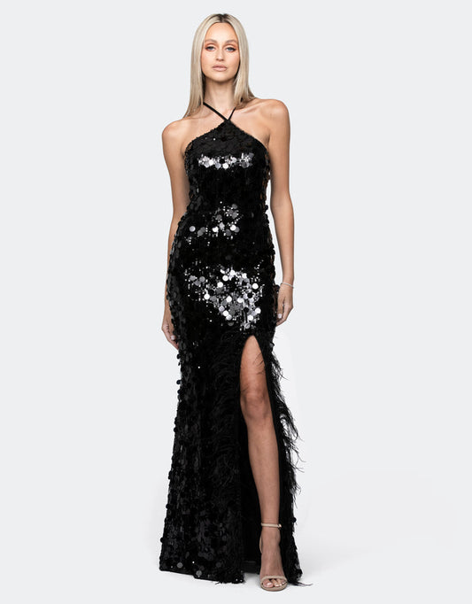 Calista Arrow Neck Gown Black - Dress - Bariano