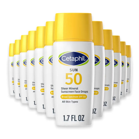 Cetaphil Sheer Mineral Face Liquid Sunscreen SPF 50 Travel Size, 1.7 fl oz - 12 Pack