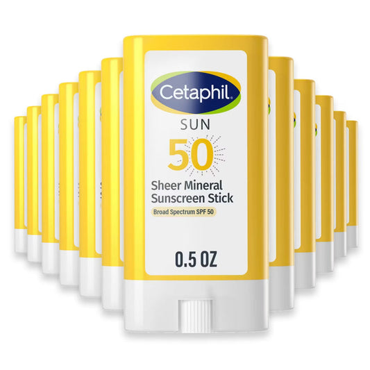 Cetaphil Sheer Mineral Face Sunscreen Stick SPF 50 Travel Size - 0.5 oz - 12 Pack