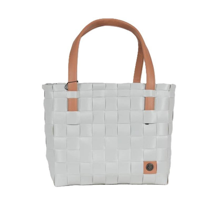 Color Block Recycled Handwoven Tote Bag - Misty Gray