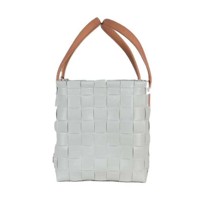 Color Block Recycled Handwoven Tote Bag - Misty Gray