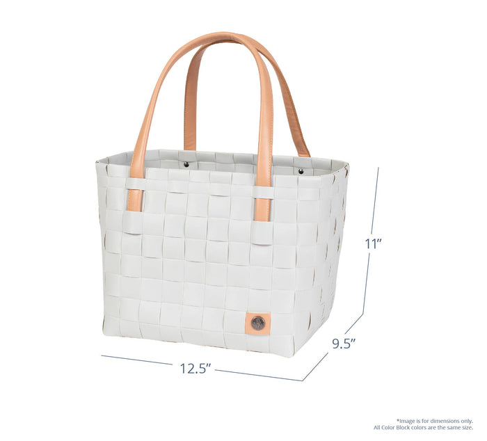 Color Block Recycled Handwoven Tote Bag - Misty Gray