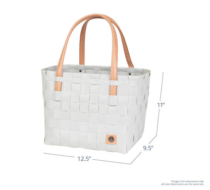 Color Block Recycled Handwoven Tote Bag - Misty Gray