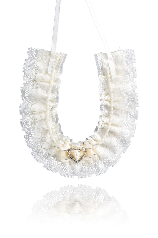 Deluxe Lace Horseshoe Keepsake Ivory with Heart - Giftware - ME Collections